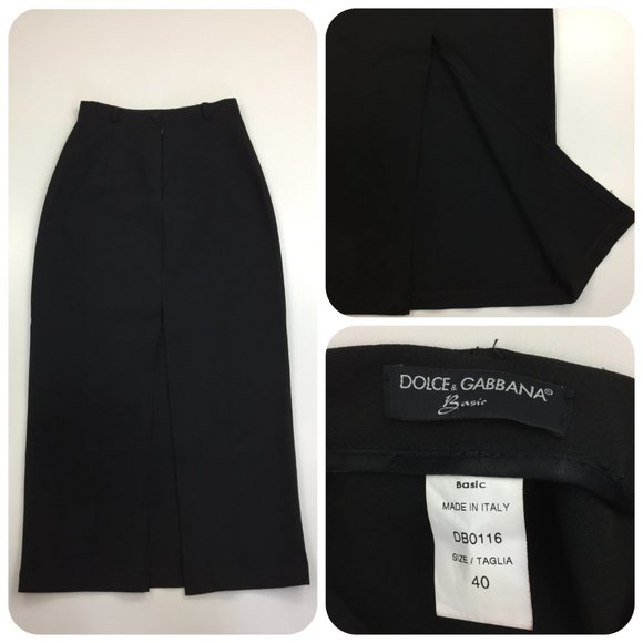 Dolce & Gabbana Dresses & Skirts - D&G DOLCE & GABBANA Basic Italy Black High Slit Front Skirt